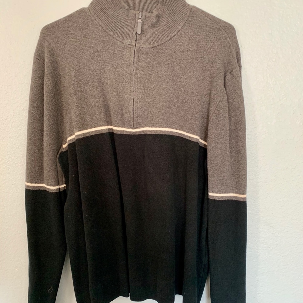 Eddie Bauer 1/4 Zip Sweater Black/Grey Tall Large